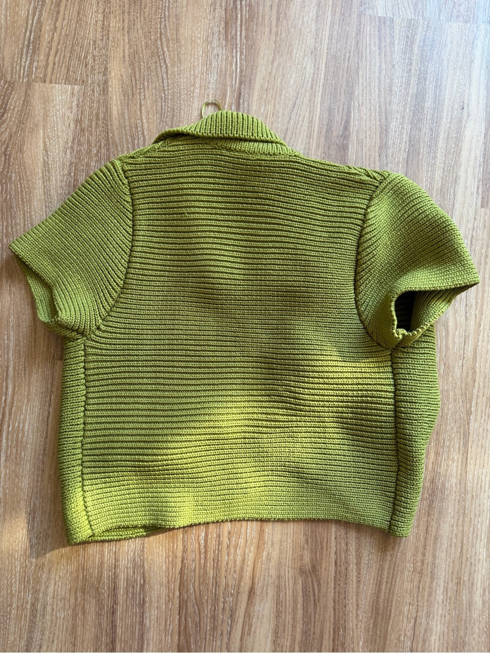 Zara Lime Green Ribbed Short-Sleeve Button Cardigan - Picture 5 of 6